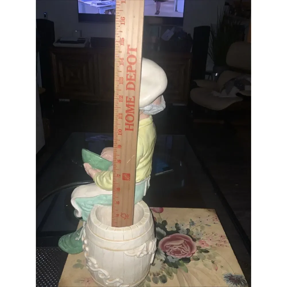VTG RARE Clown Sitting on a Sugar Barrel Utensil Container Kitchen Statue